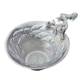 Tin Plum Branch Tea Strainer Handmade Sea Wave Tea Infuser Chinese Style Tea Filter Kung Fu Tea Accessory,Silver