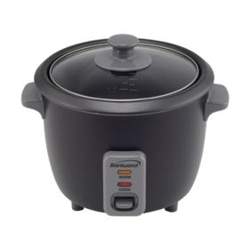 Brentwood TS-700BK 4-Cup Uncooked/8-Cup Cooked Rice Cooker and Food Steamer, Black