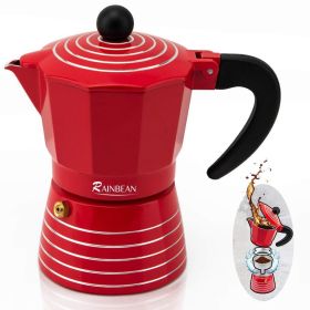 Electric Aluminum Stovetop Espresso Maker Espresso Cup Maker Italian Espresso (Color: Red)